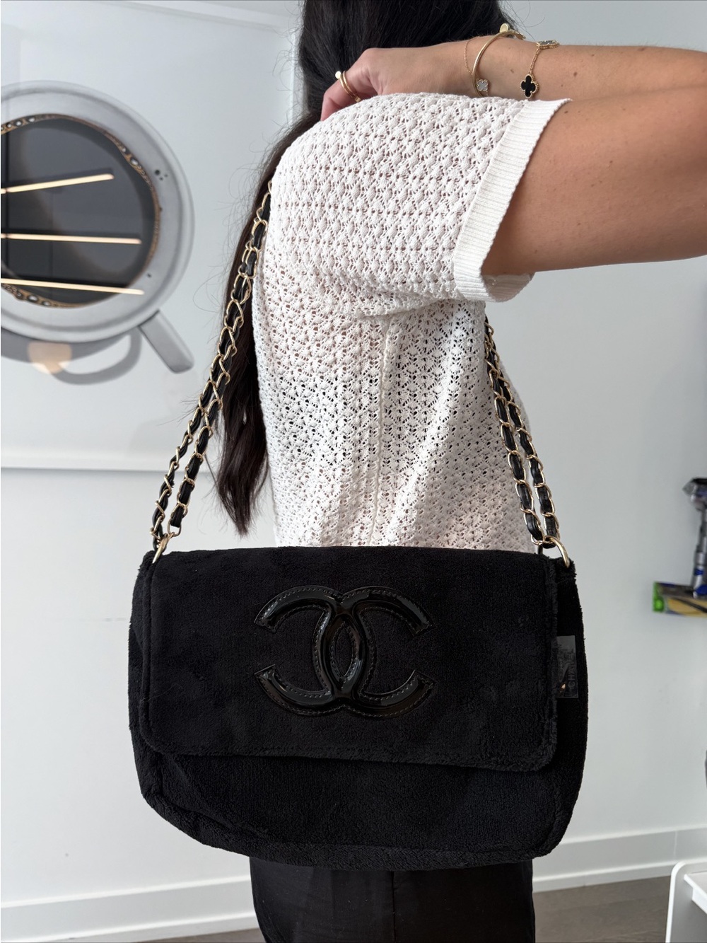 CHANEL Precision Bag CC Flap Shoulder Bag with Gold Chain